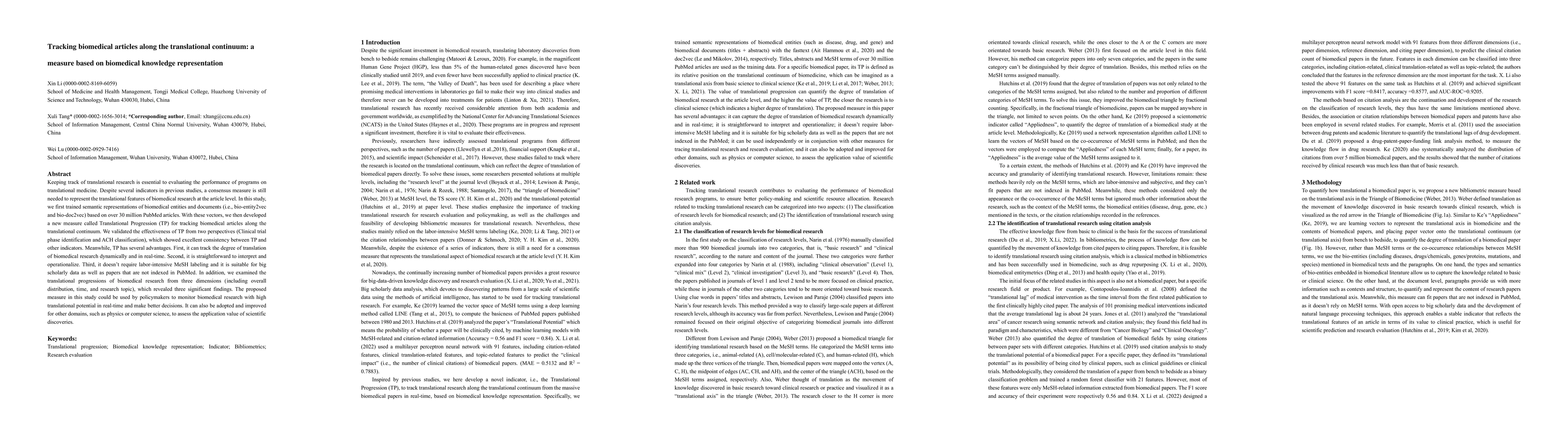 Thumbnail for Tracking biomedical articles along the translational continuum: a
  measure based on biomedical knowledge representation