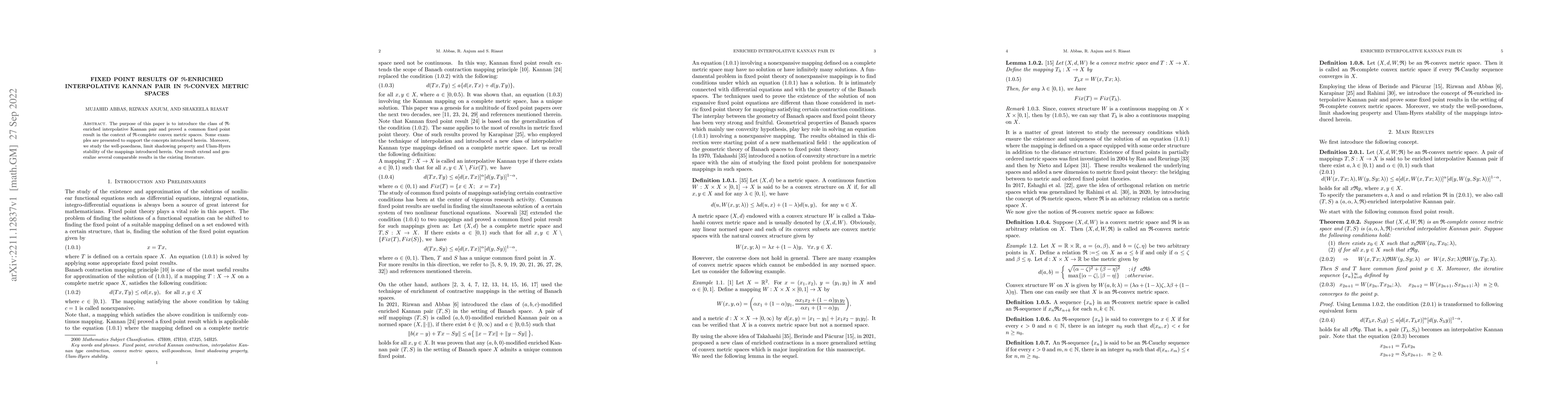 Thumbnail for Fixed point results in R-enriched interpolative Kannan pair in R-Convex
  metric spaces