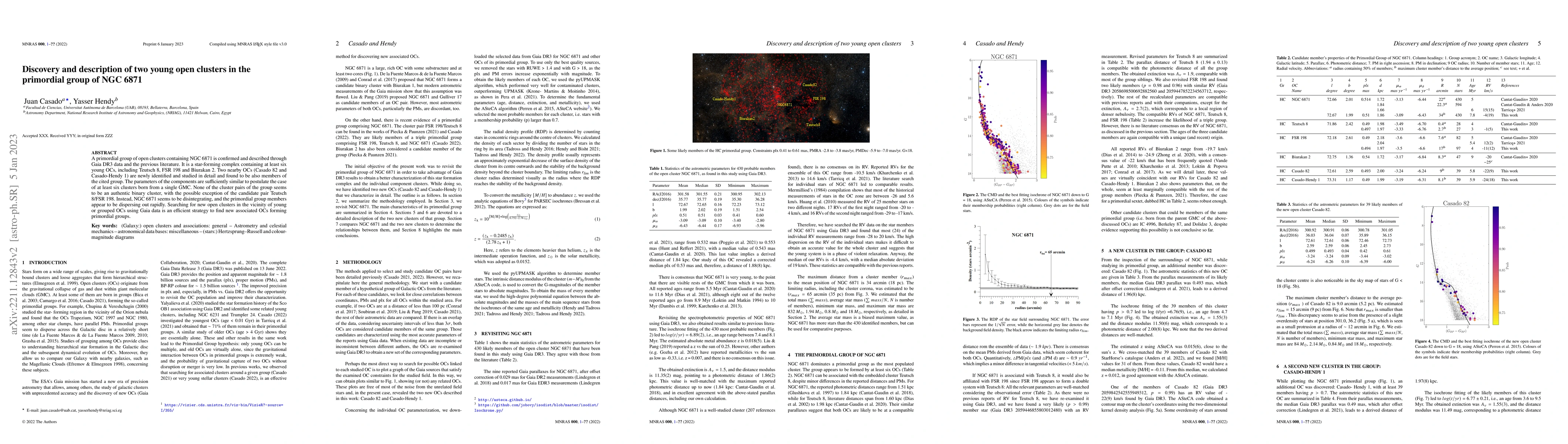 Thumbnail for Discovery and description of two young open clusters in the primordial
  group of NGC 6871