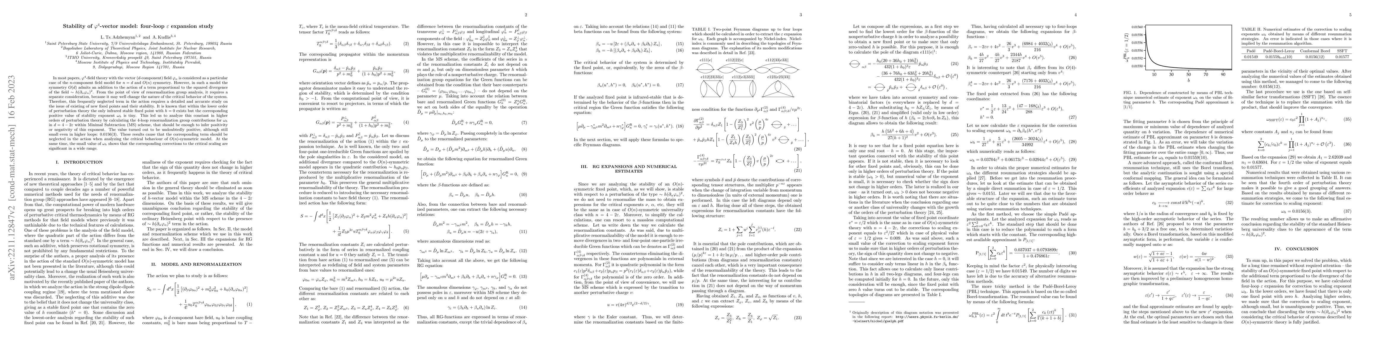 Thumbnail for Stability of $\varphi^4$-vector model: four-loop $\varepsilon$ expansion
  study