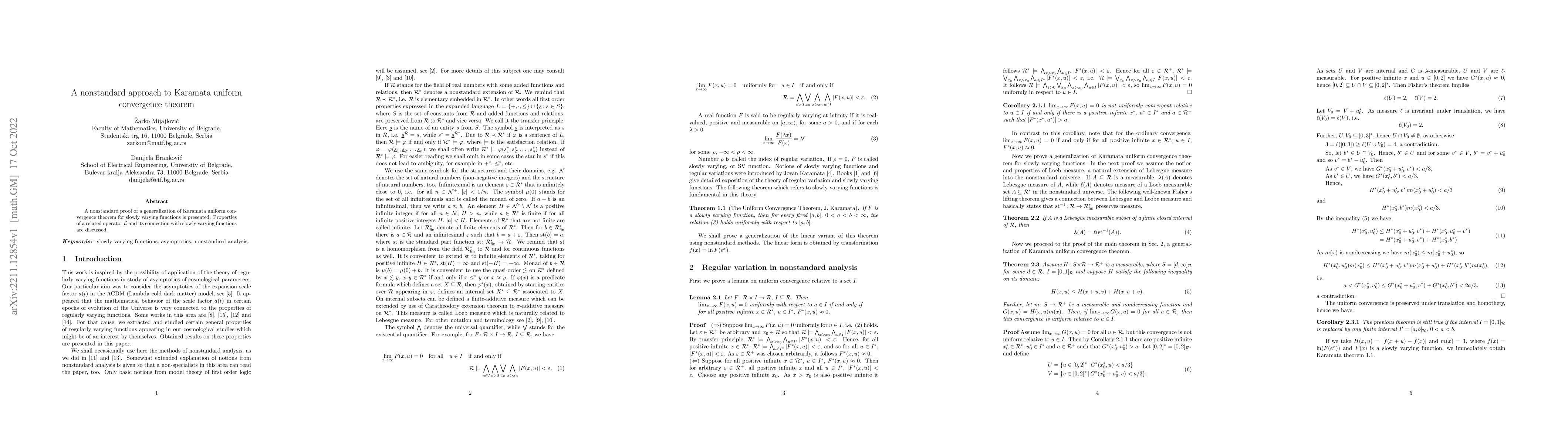 Thumbnail for A nonstandard approach to Karamata uniform convergence theorem