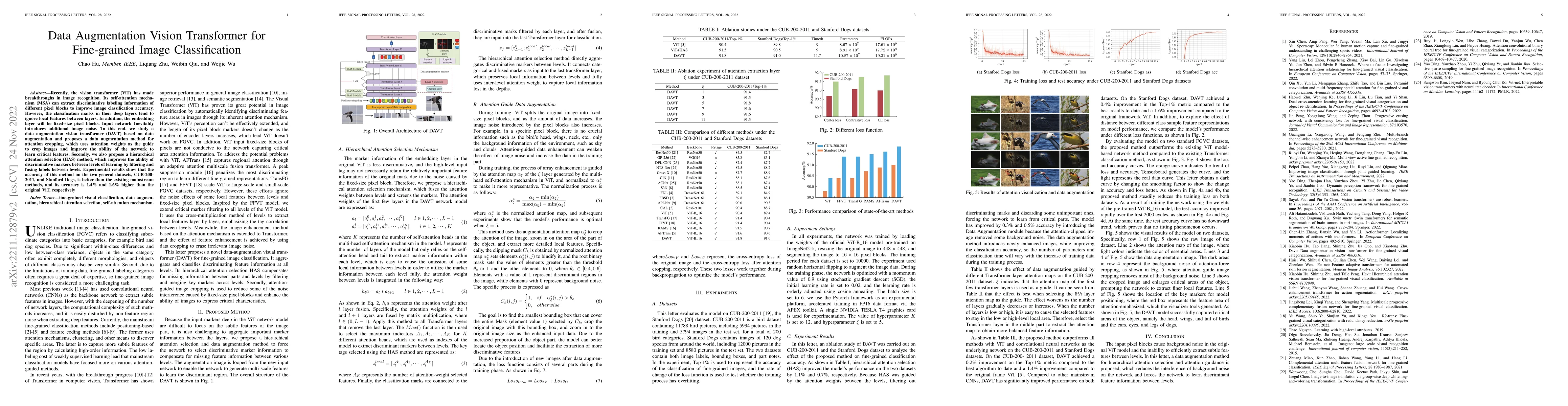Thumbnail for Data Augmentation Vision Transformer for Fine-grained Image
  Classification
