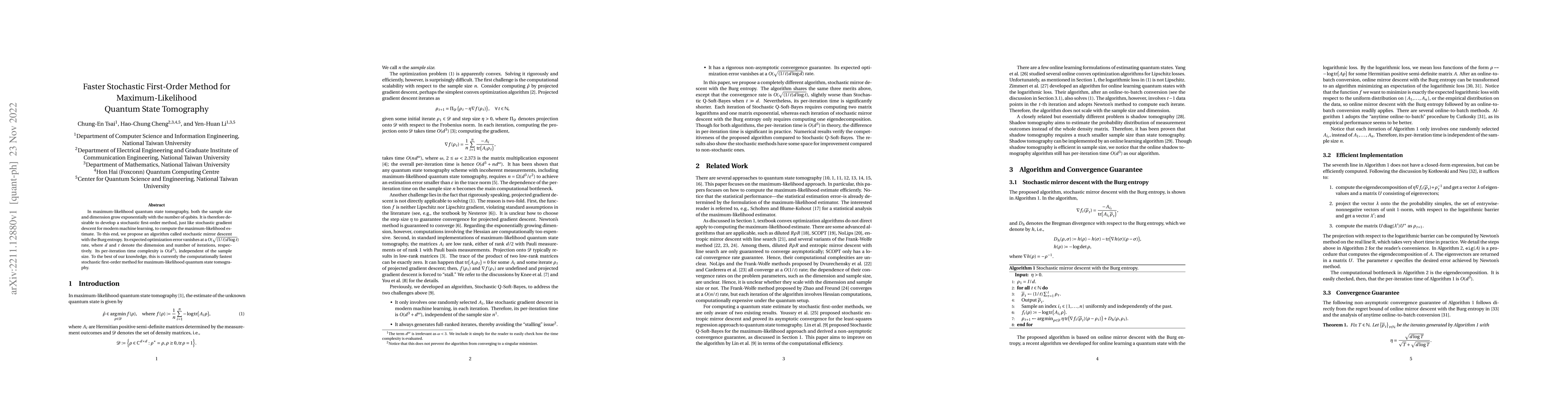 Thumbnail for Faster Stochastic First-Order Method for Maximum-Likelihood Quantum
  State Tomography