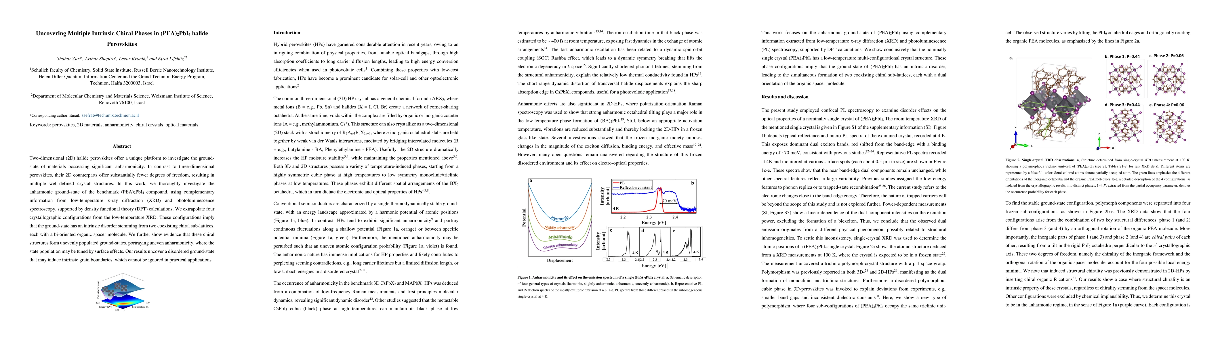 Thumbnail for Uncovering Multiple Intrinsic Chiral Phases in (PEA)2PbI4 halide
  Perovskites
