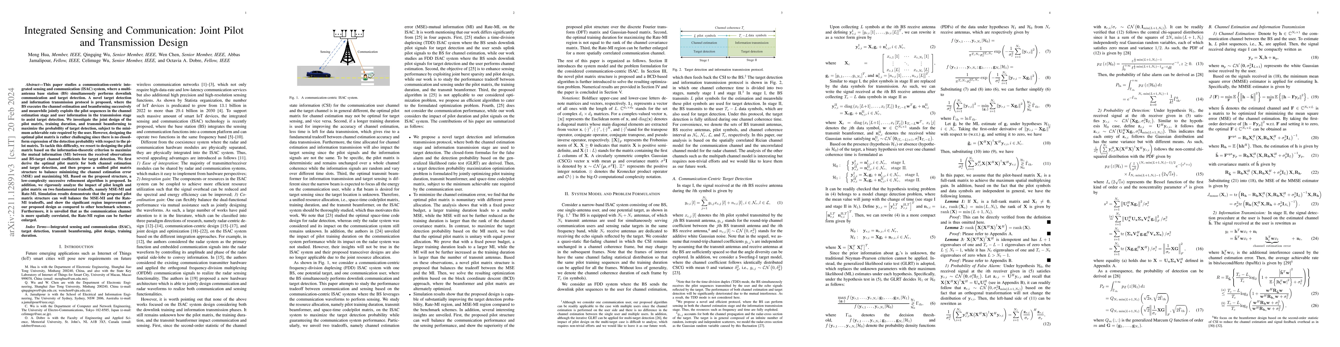Thumbnail for Integrated Sensing and Communication: Joint Pilot and Transmission
  Design