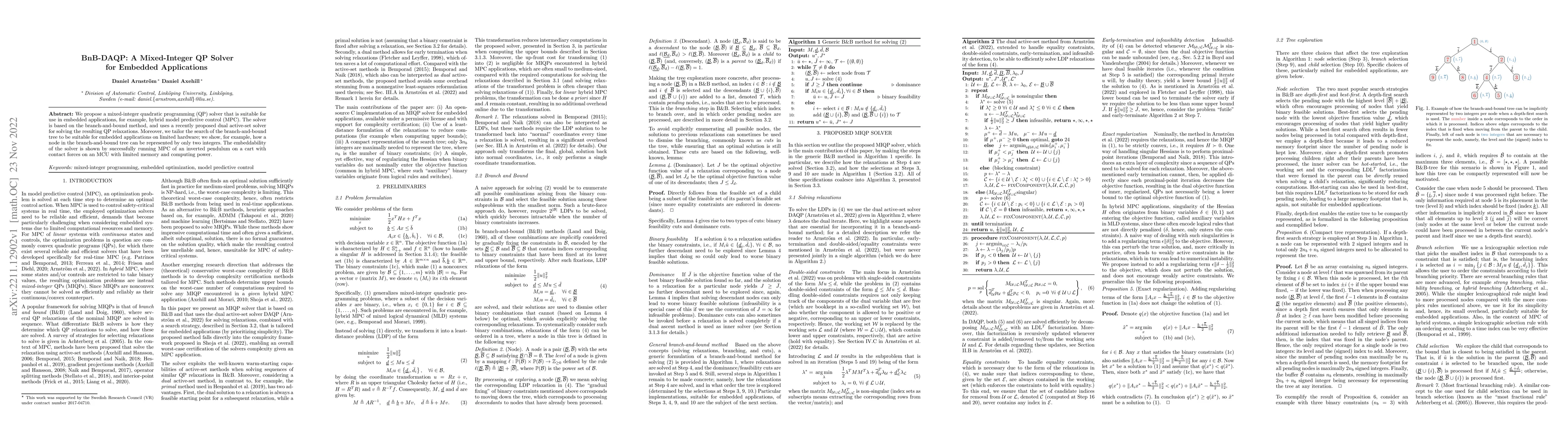 Thumbnail for BnB-DAQP: A Mixed-Integer QP Solver for Embedded Applications