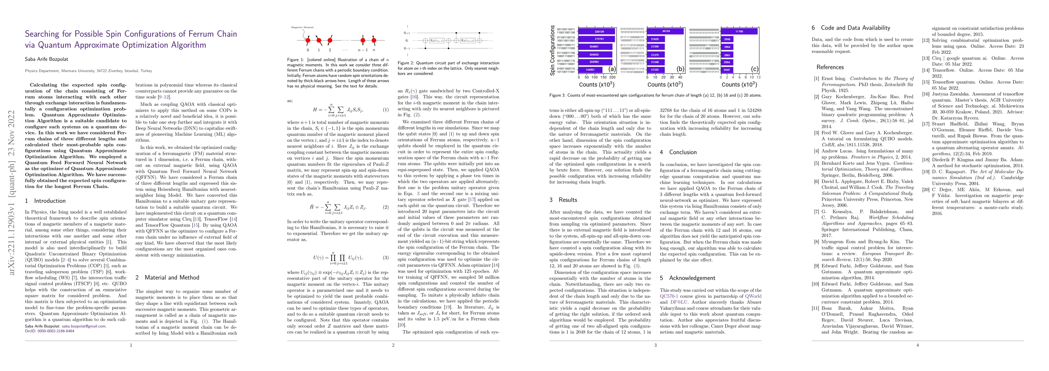 Thumbnail for Searching for Possible Spin Configurations of Ferrum Chain via Quantum
  Approximate Optimization Algorithm