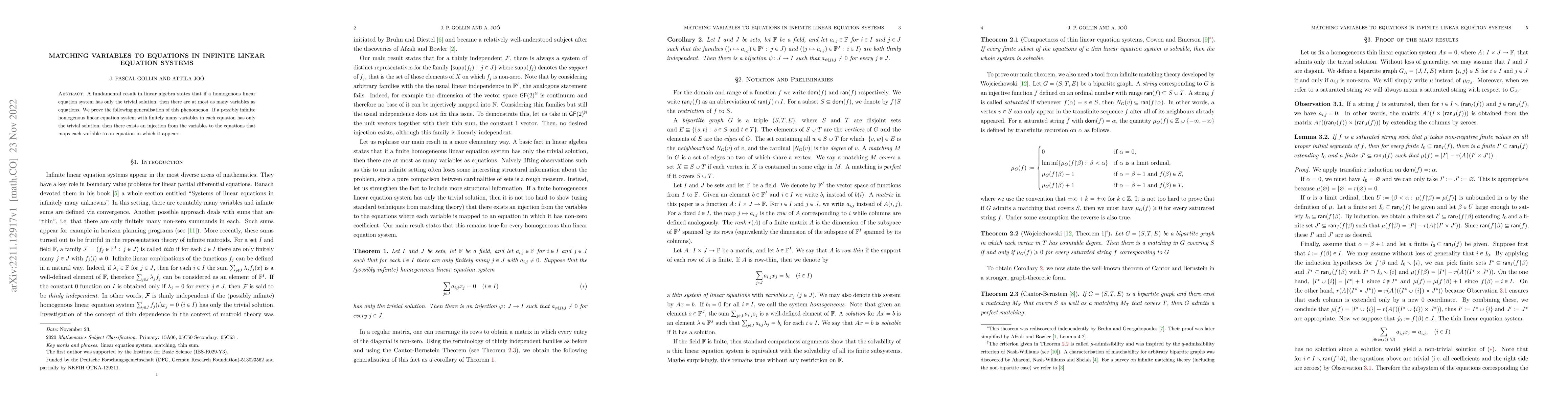 Thumbnail for Matching variables to equations in infinite linear equation systems