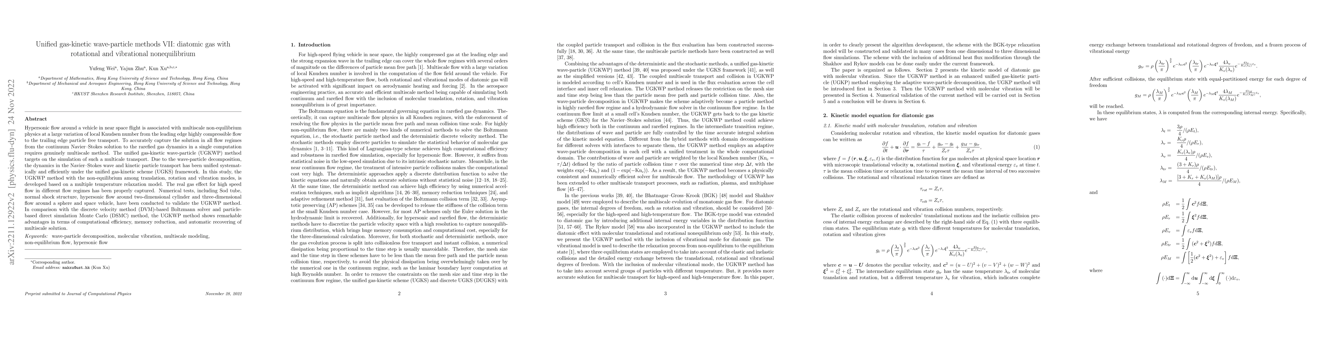 Thumbnail for Unified gas-kinetic wave-particle methods VII: diatomic gas with
  rotational and vibrational nonequilibrium