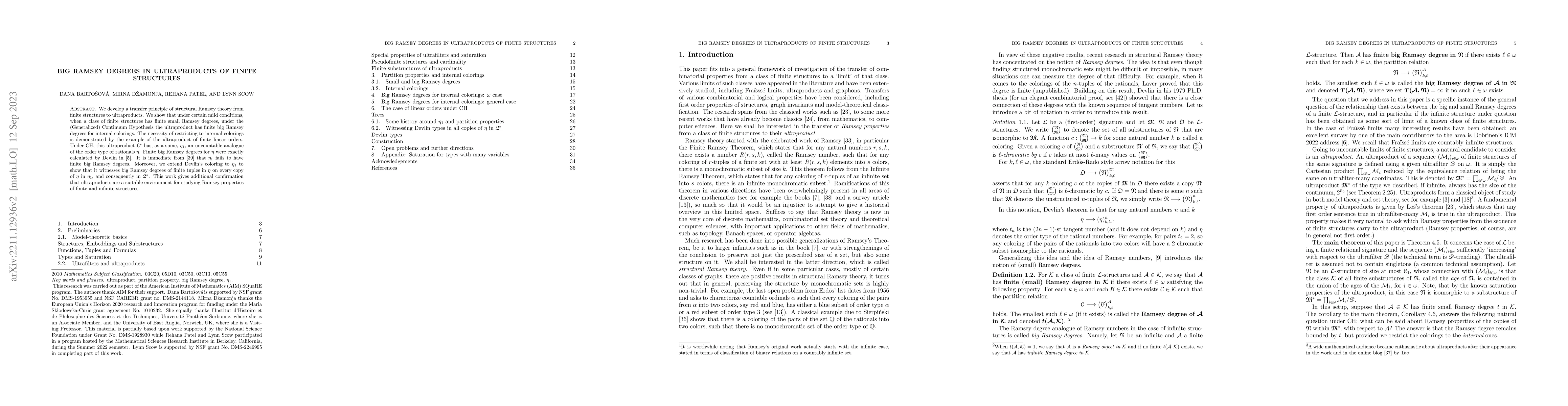 Thumbnail for Big Ramsey Degrees in Ultraproducts of Finite Structures