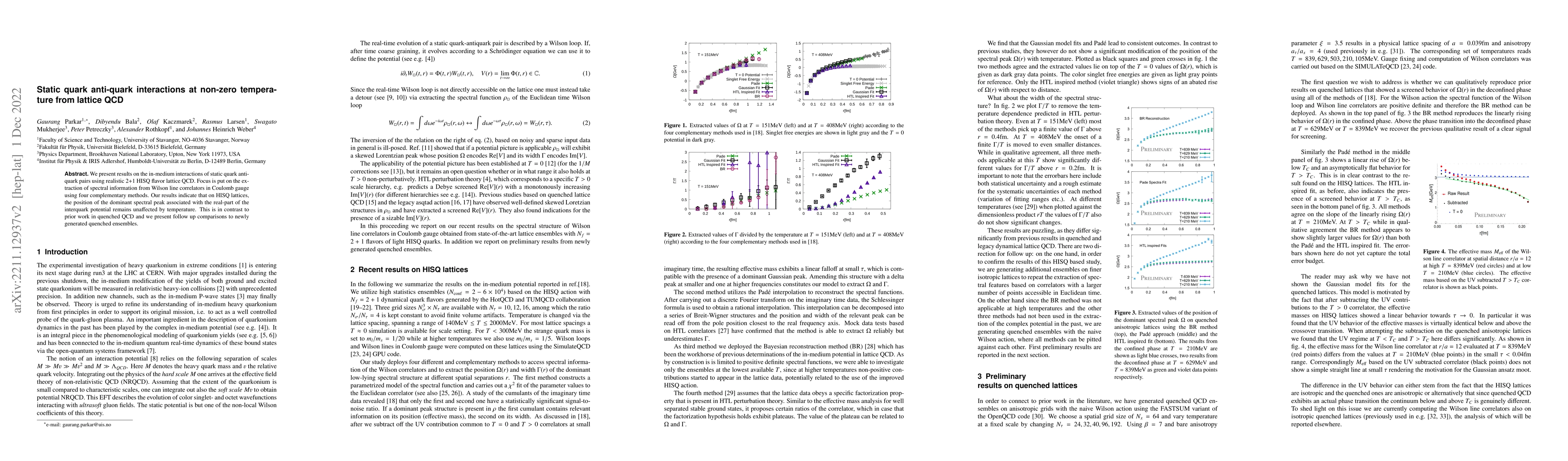 Thumbnail for Static quark anti-quark interactions at non-zero temperature from
  lattice QCD