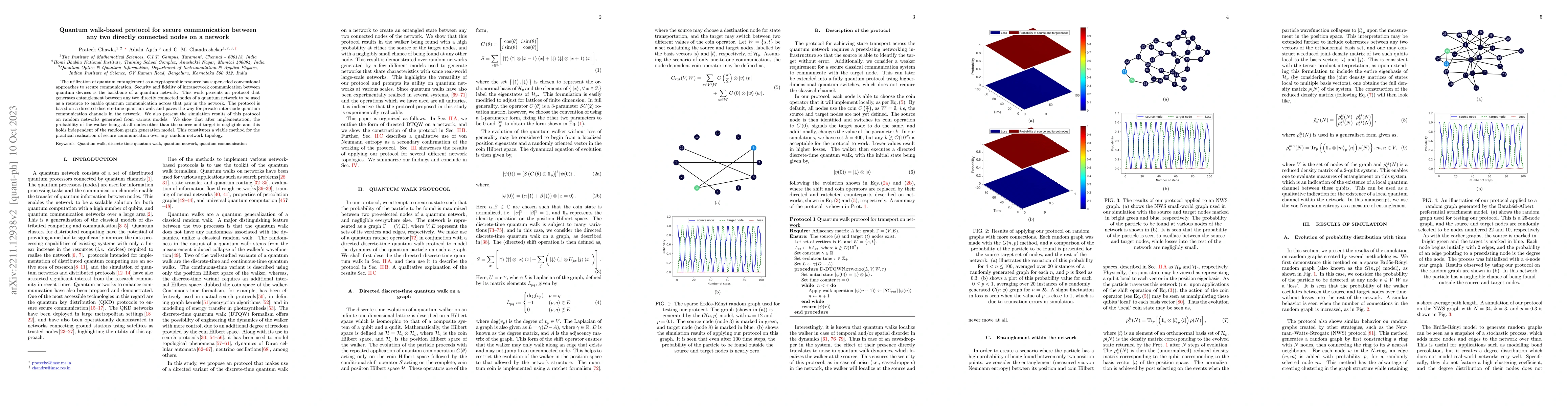 Thumbnail for Quantum walk-based protocol for secure communication between any two
  directly connected nodes on a network