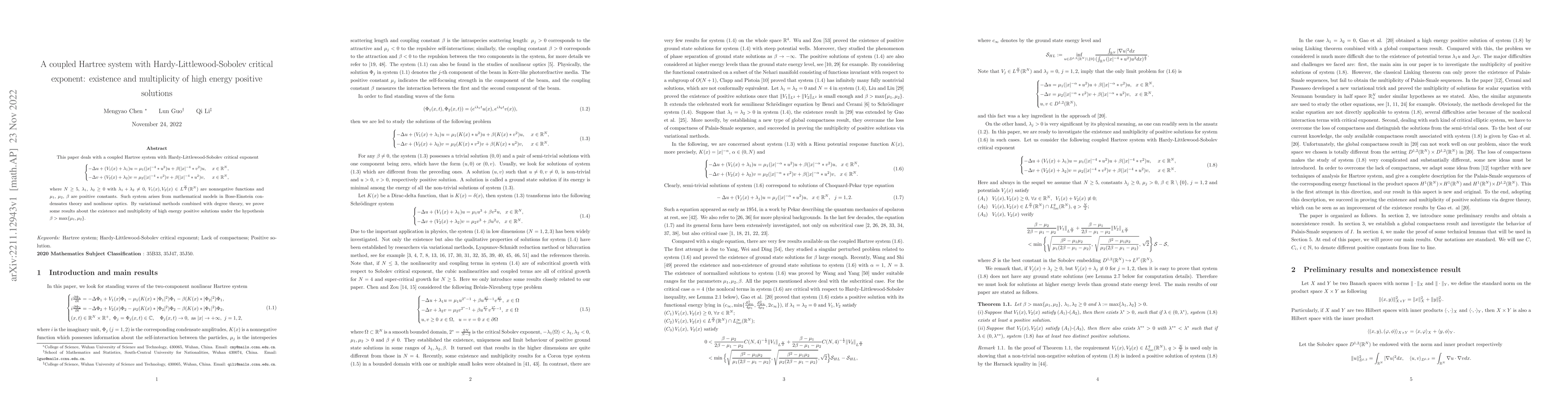 Thumbnail for A coupled Hartree system with Hardy-Littlewood-Sobolev critical
  exponent: existence and multiplicity of high energy positive solutions