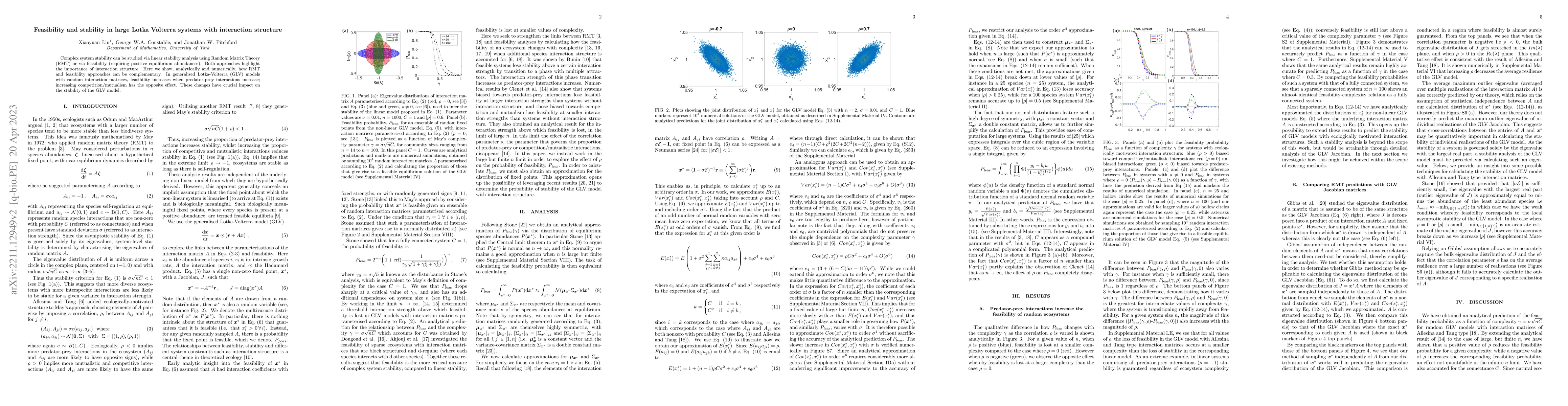 Thumbnail for Feasibility and stability in large Lotka Volterra systems with
  interaction structure