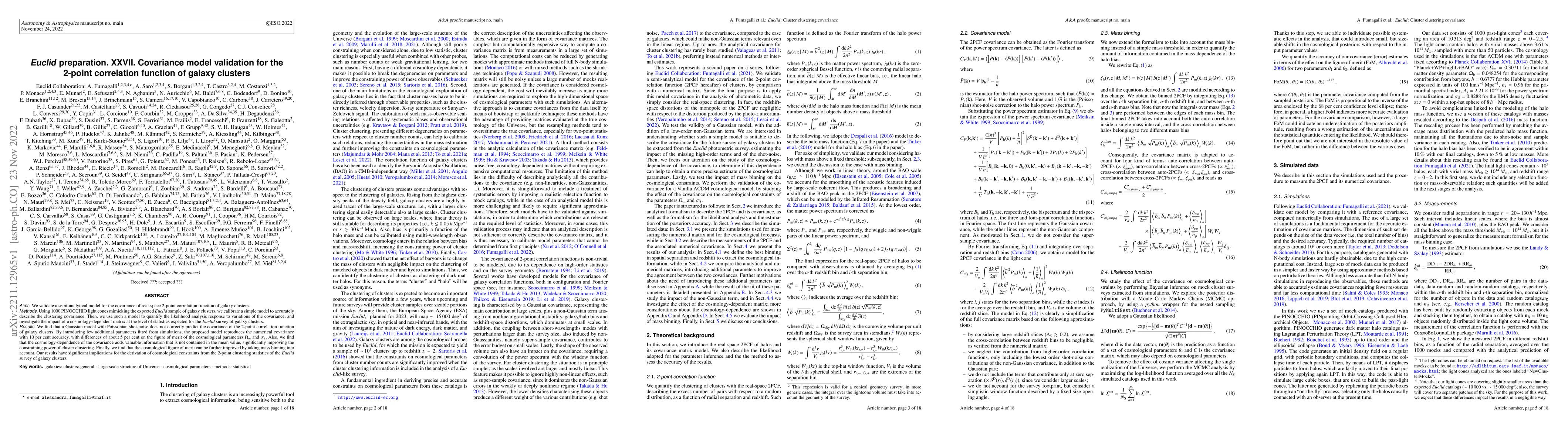 Thumbnail for Euclid preparation. XXVII. Covariance model validation for the 2-point
  correlation function of galaxy clusters