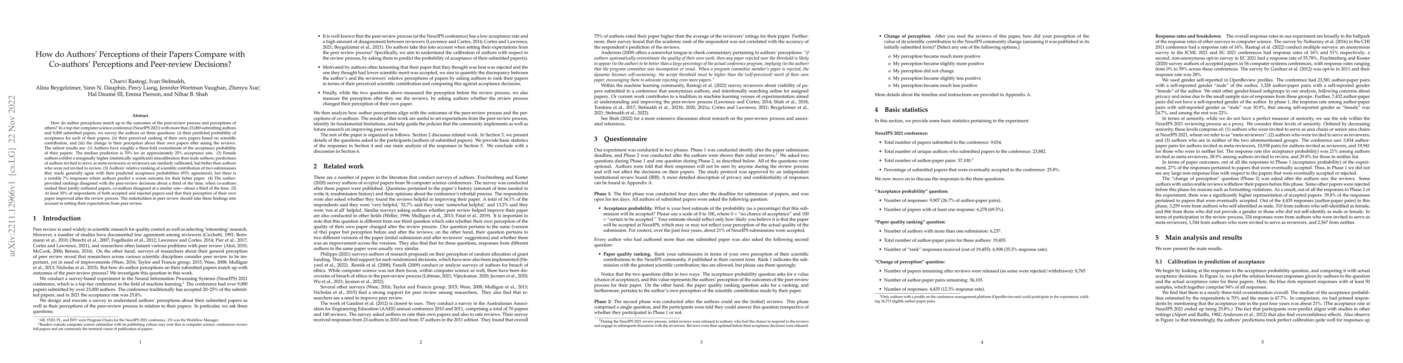 Thumbnail for How do Authors' Perceptions of their Papers Compare with Co-authors'
  Perceptions and Peer-review Decisions?