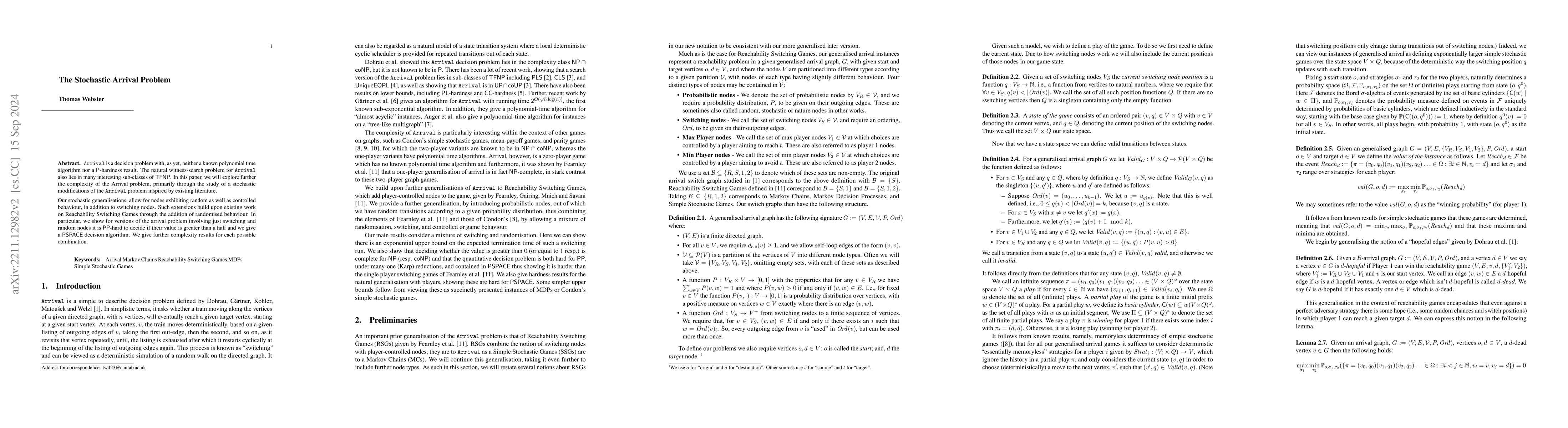 Thumbnail for The Stochastic Arrival Problem