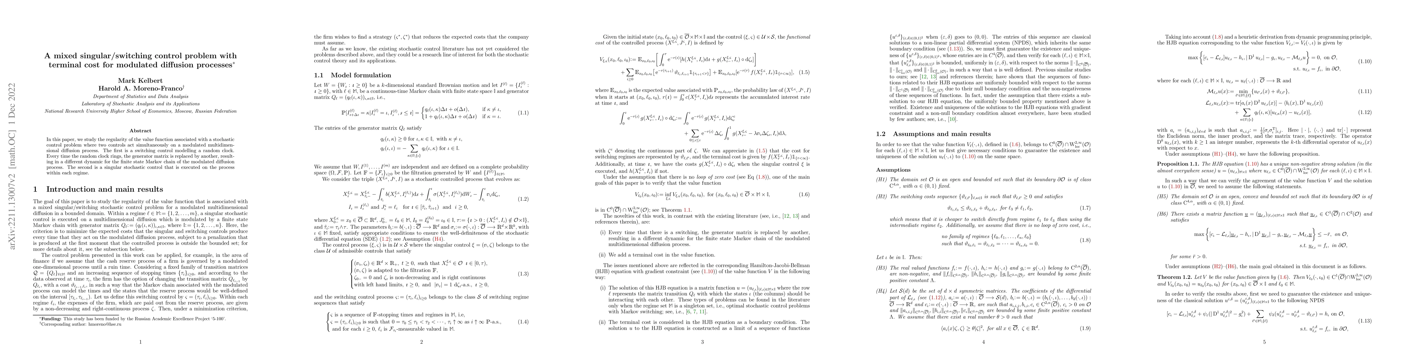 Thumbnail for A mixed singular/switching control problem with terminal cost for
  modulated diffusion processes