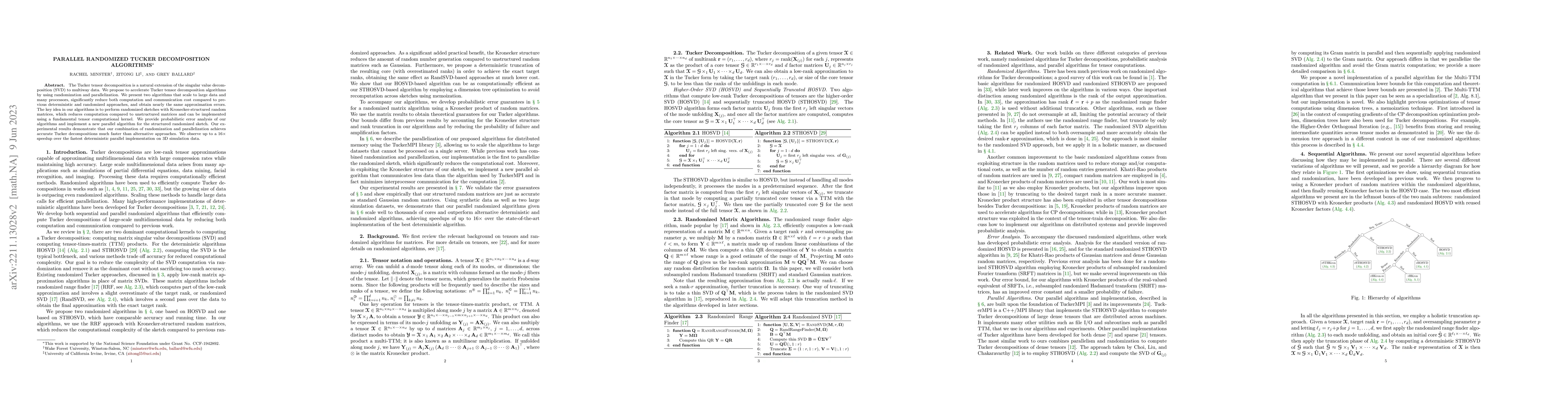 Thumbnail for Parallel Randomized Tucker Decomposition Algorithms