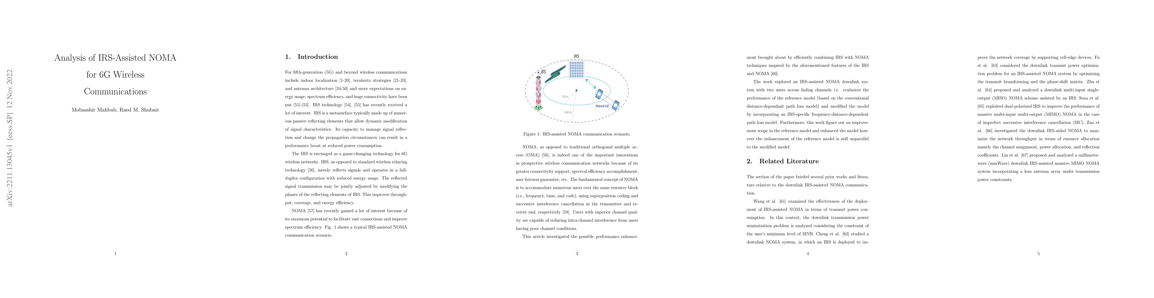 Thumbnail for Analysis of IRS-Assisted NOMA for 6G Wireless Communications