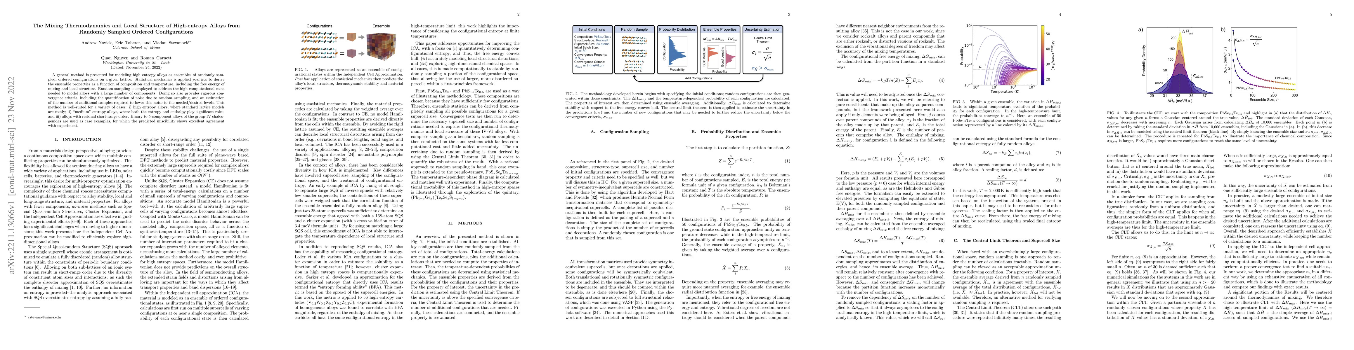 Thumbnail for The Mixing Thermodynamics and Local Structure of High-entropy Alloys
  from Randomly Sampled Ordered Configurations