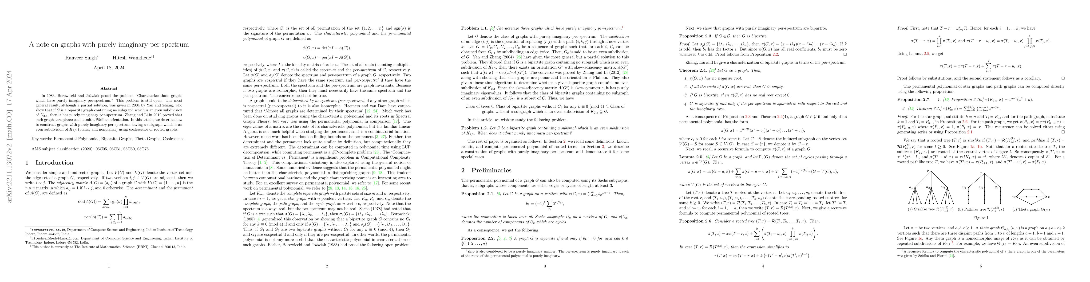 Thumbnail for A note on graphs with purely imaginary per-spectrum