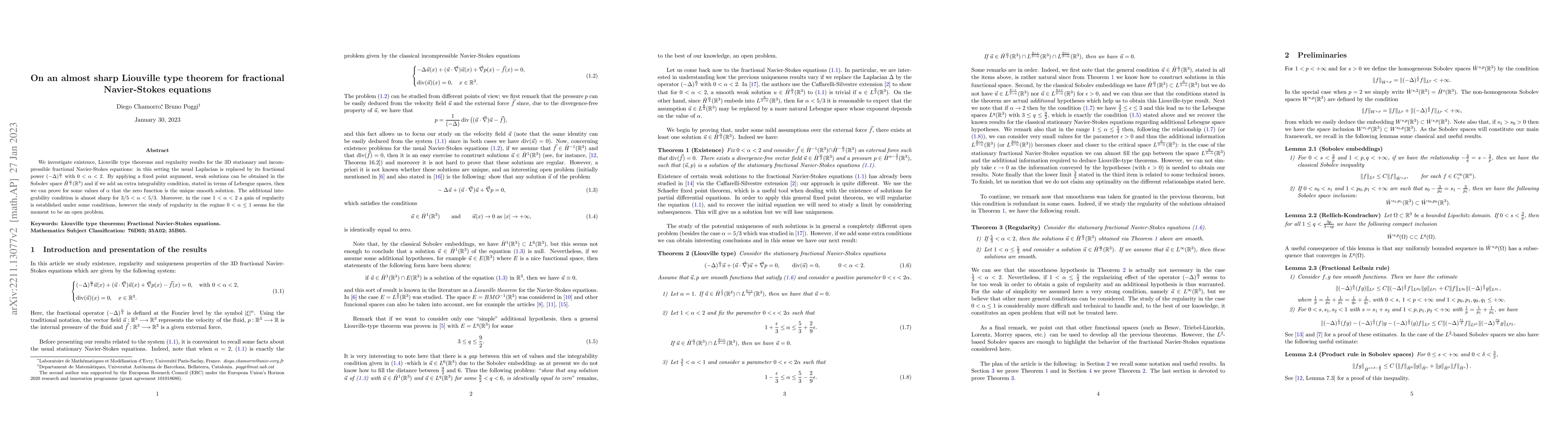 Thumbnail for On an almost sharp Liouville type theorem for fractional Navier-Stokes
  equations