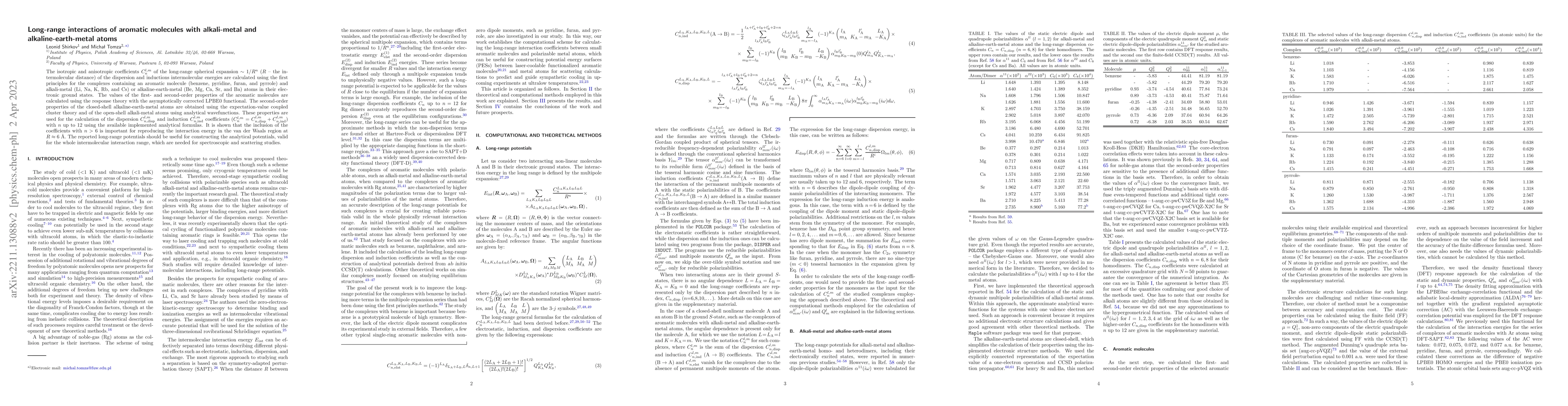 Thumbnail for Long-range interactions of aromatic molecules with alkali-metal and
  alkaline-earth-metal atoms
