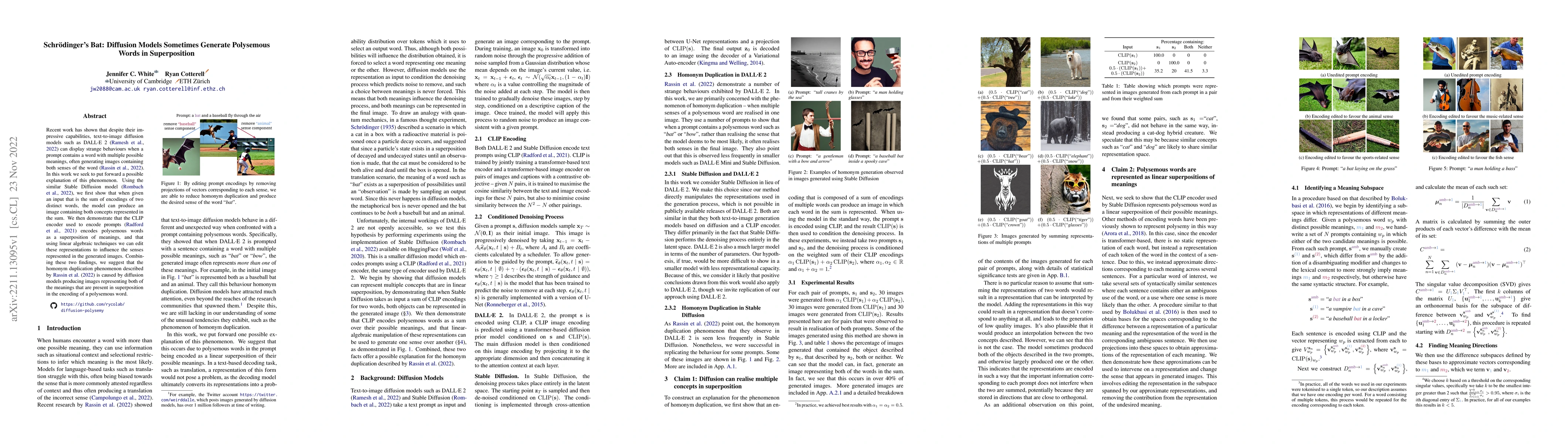 Thumbnail for Schr\"{o}dinger's Bat: Diffusion Models Sometimes Generate Polysemous
  Words in Superposition
