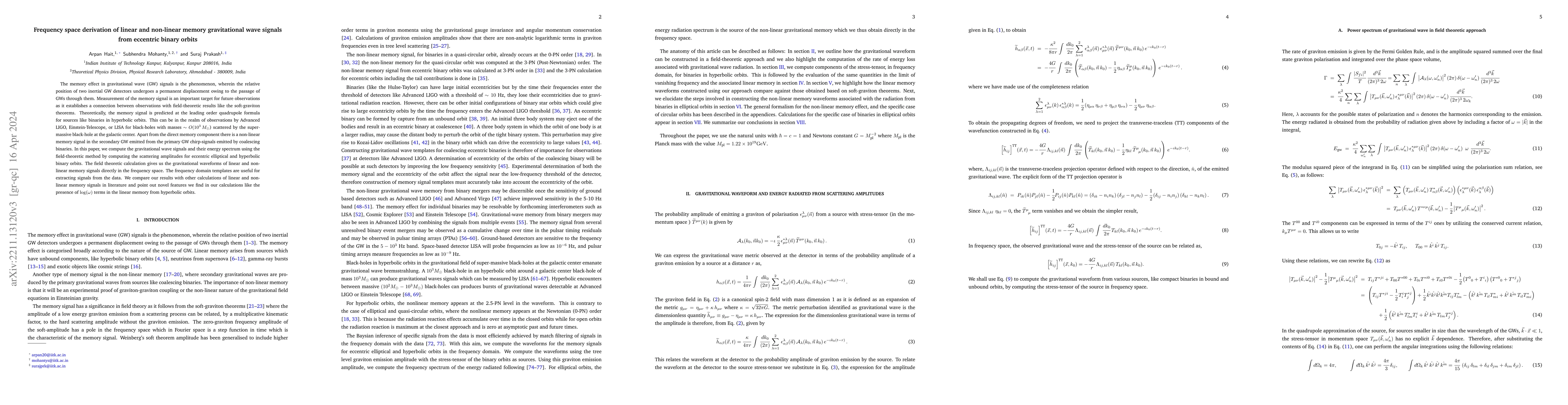 Thumbnail for Frequency space derivation of linear and non-linear memory gravitational
  wave signals from eccentric binary orbits