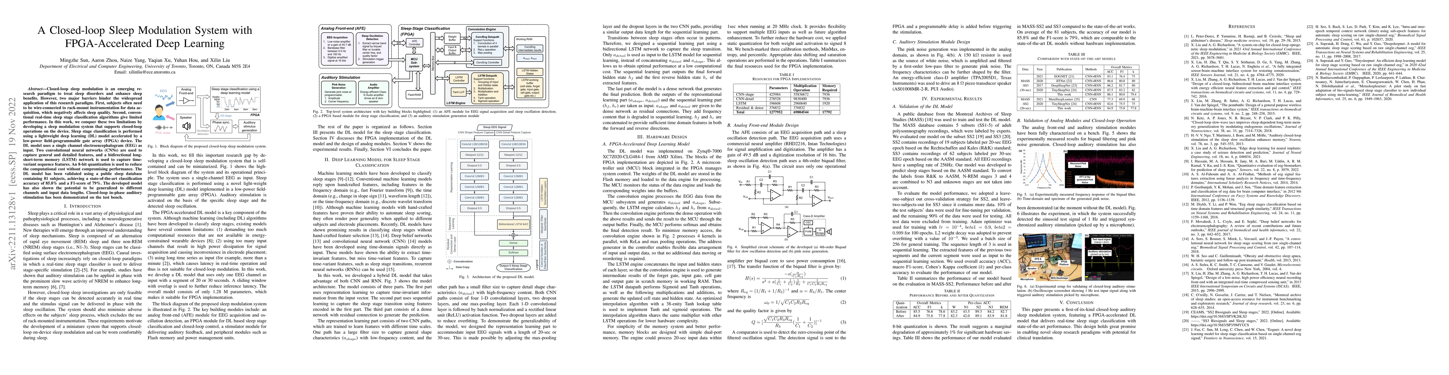 Thumbnail for A Closed-loop Sleep Modulation System with FPGA-Accelerated Deep
  Learning