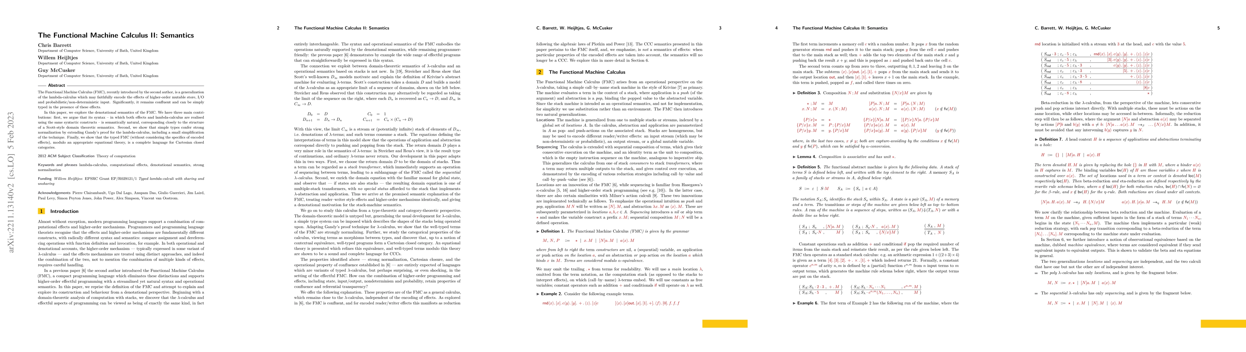Thumbnail for The Functional Machine Calculus II: Semantics