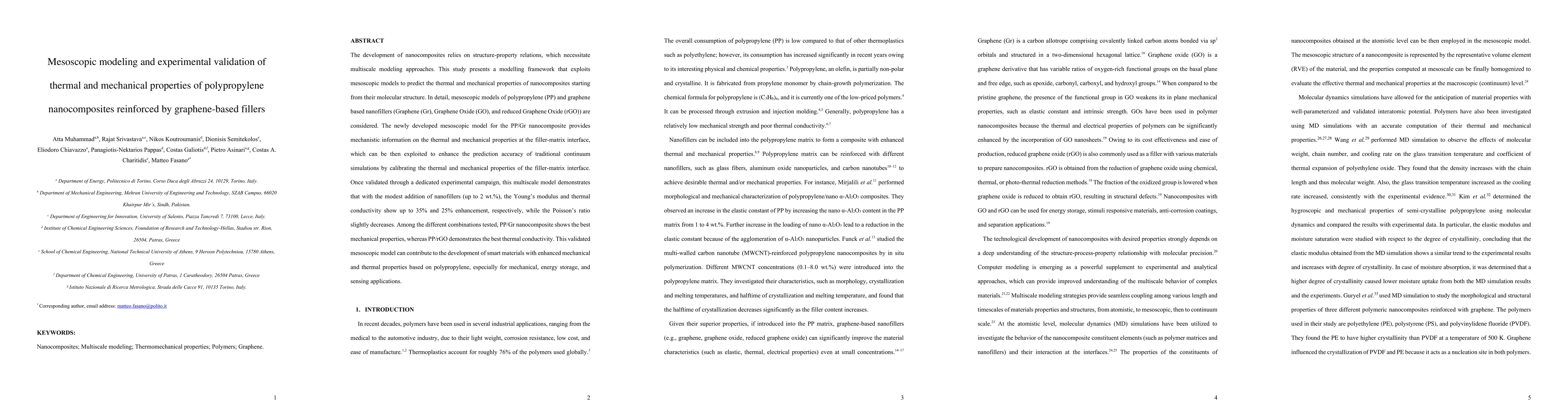 Thumbnail for Mesoscopic modeling and experimental validation of thermal and
  mechanical properties of polypropylene nanocomposites reinforced by
  graphene-based fillers