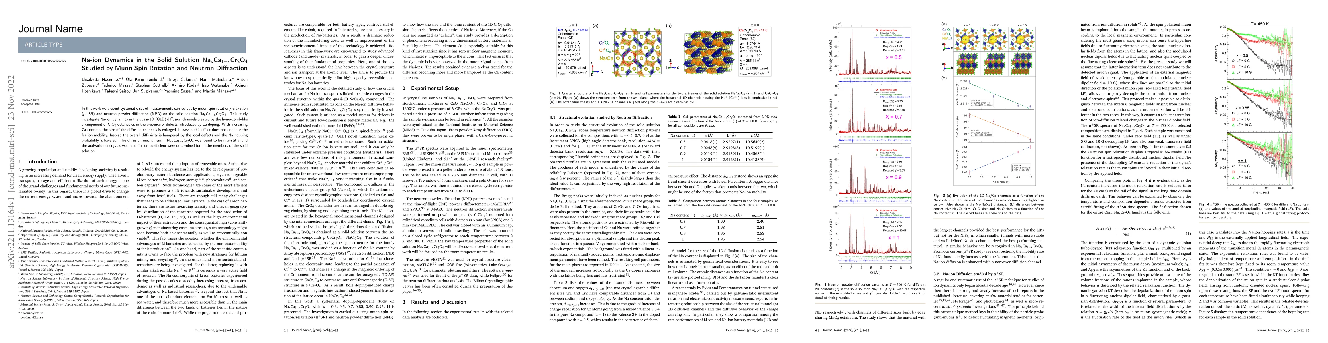 Thumbnail for Na-ion Dynamics in the Solid Solution Na$_{\rm x}$Ca$_{1- \rm
  x}$Cr$_2$O$_4$ Studied by Muon Spin Rotation and Neutron Diffraction