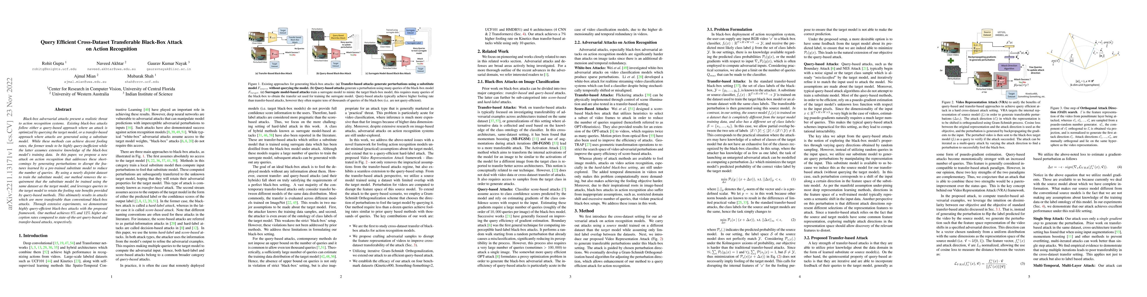 Thumbnail for Query Efficient Cross-Dataset Transferable Black-Box Attack on Action
  Recognition