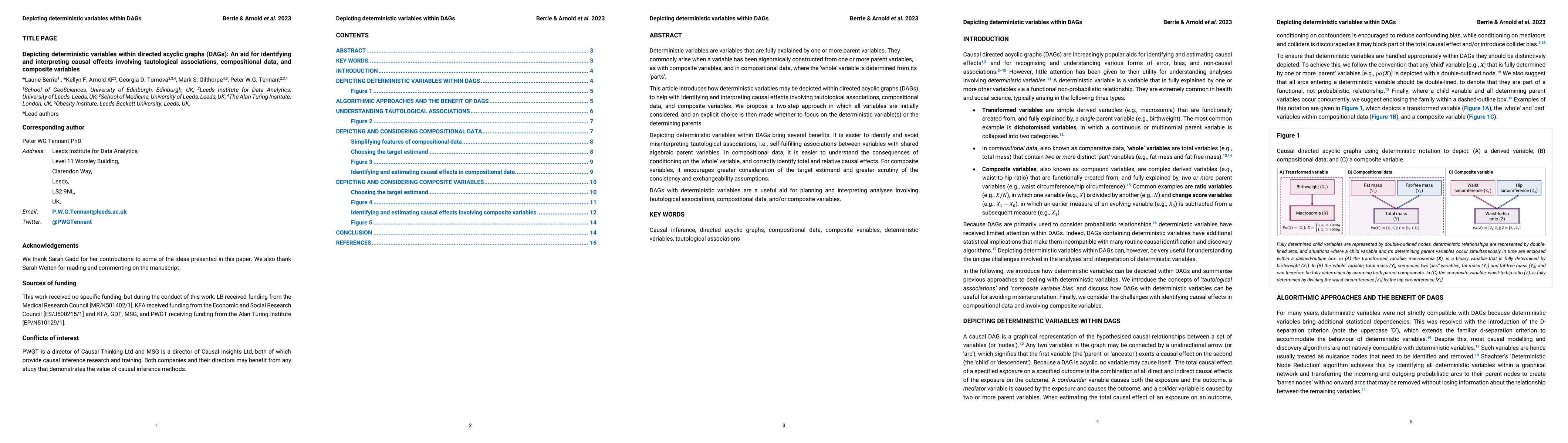 Thumbnail for Depicting deterministic variables within directed acyclic graphs (DAGs):
  An aid for identifying and interpreting causal effects involving tautological
  associations, compositional data, and composite variables