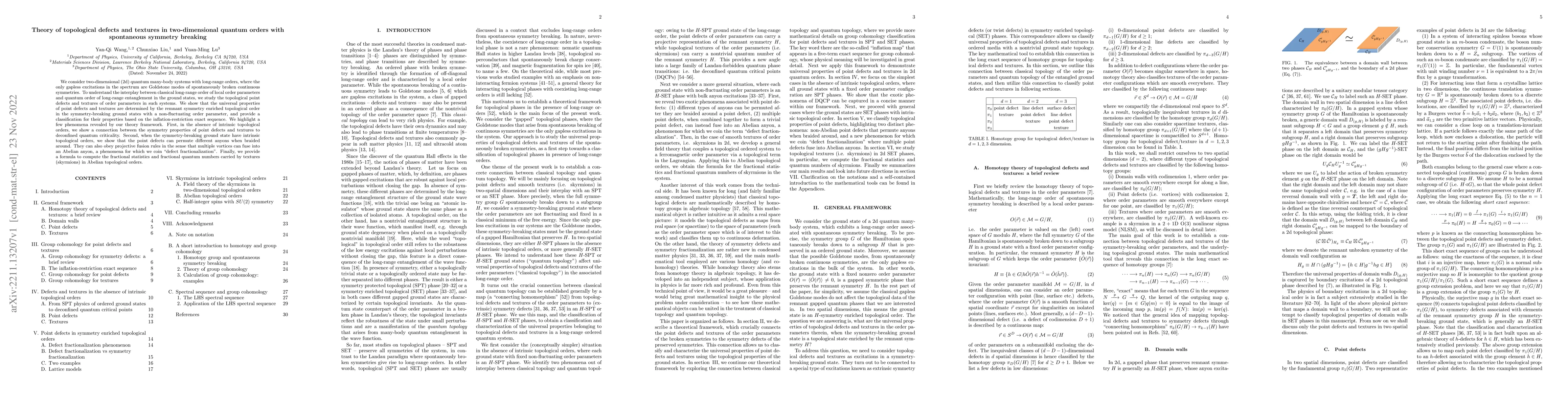 Thumbnail for Theory of topological defects and textures in two-dimensional quantum
  orders with spontaneous symmetry breaking