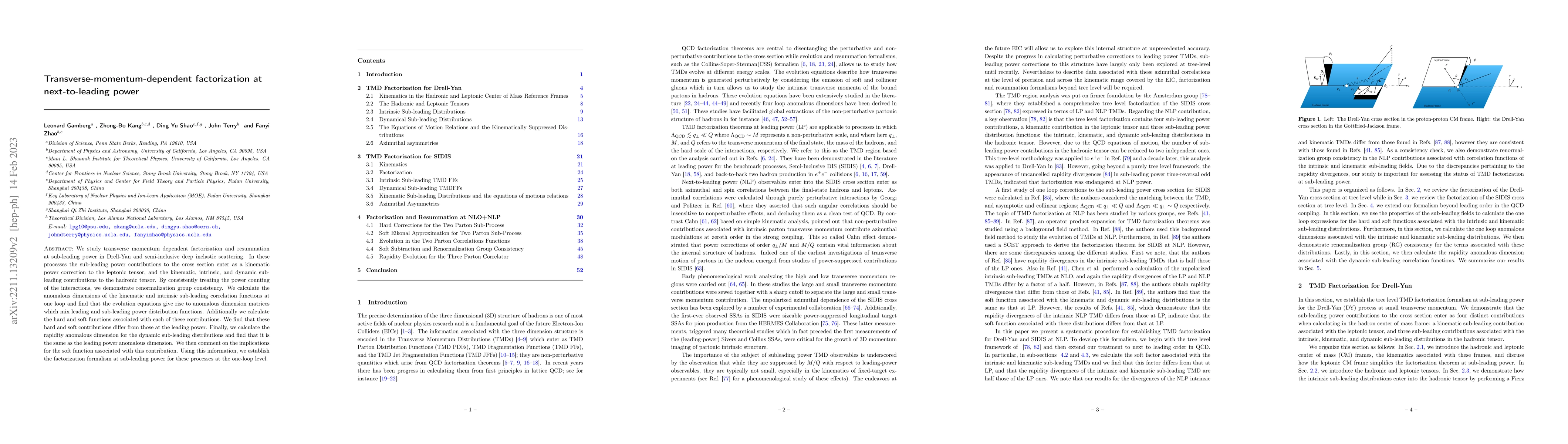 Thumbnail for Transverse-momentum-dependent factorization at next-to-leading power