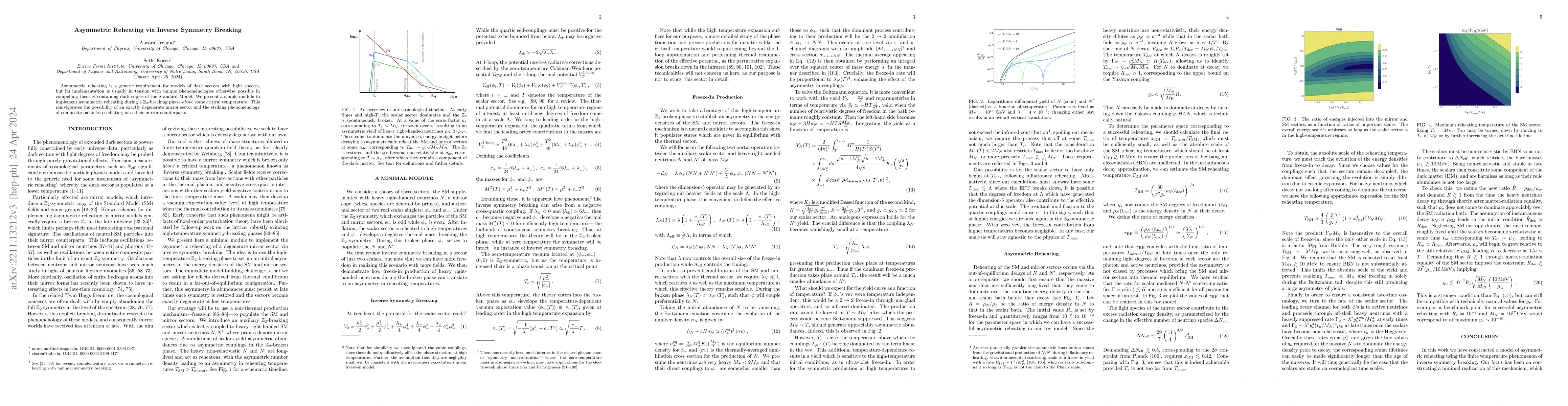 Thumbnail for Asymmetric Reheating via Inverse Symmetry Breaking
