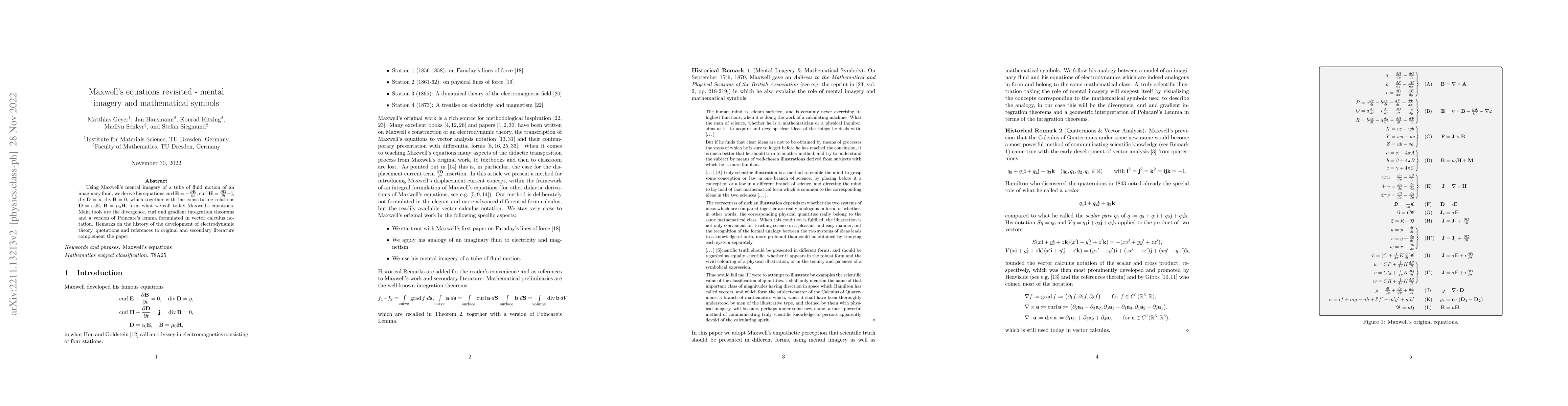 Thumbnail for Maxwell's equations revisited -- mental imagery and mathematical symbols