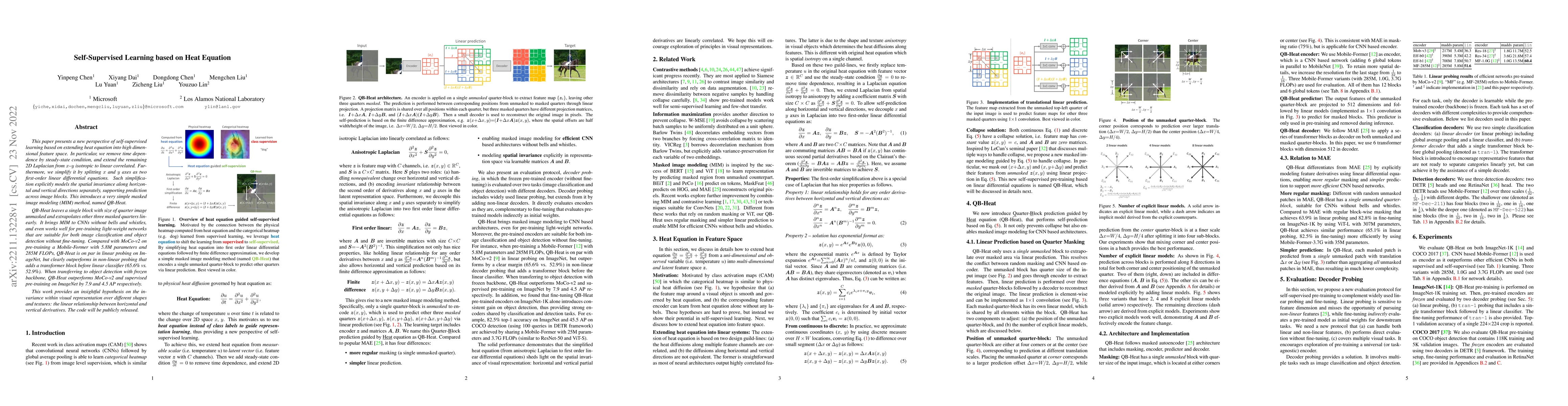 Thumbnail for Self-Supervised Learning based on Heat Equation