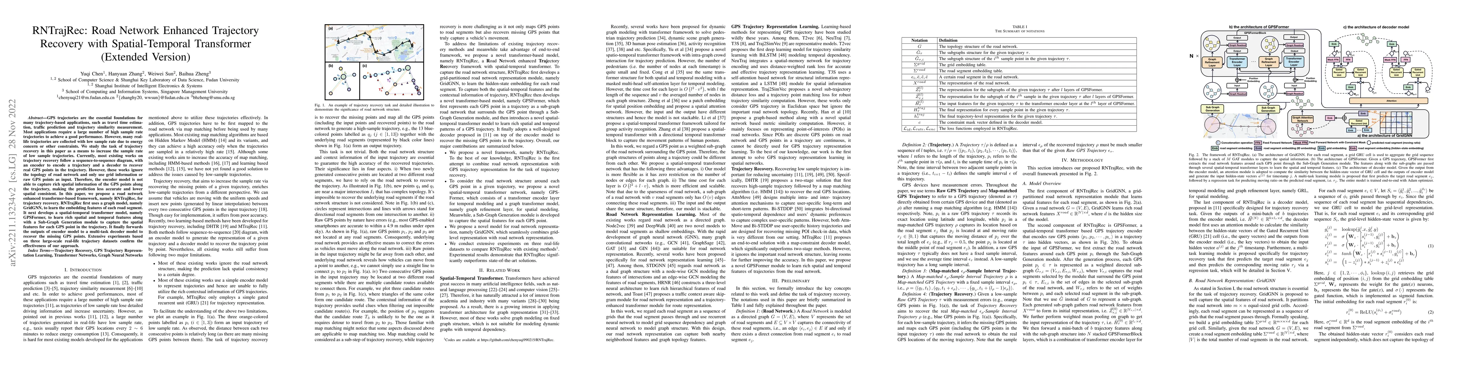 Thumbnail for RNTrajRec: Road Network Enhanced Trajectory Recovery with
  Spatial-Temporal Transformer