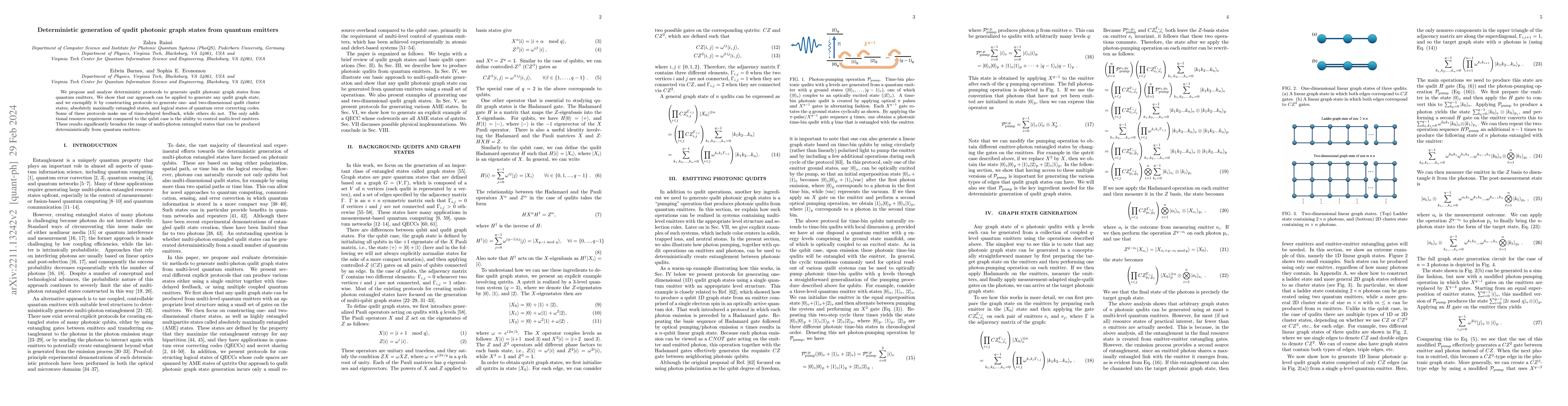 Thumbnail for Deterministic generation of qudit photonic graph states from quantum
  emitters