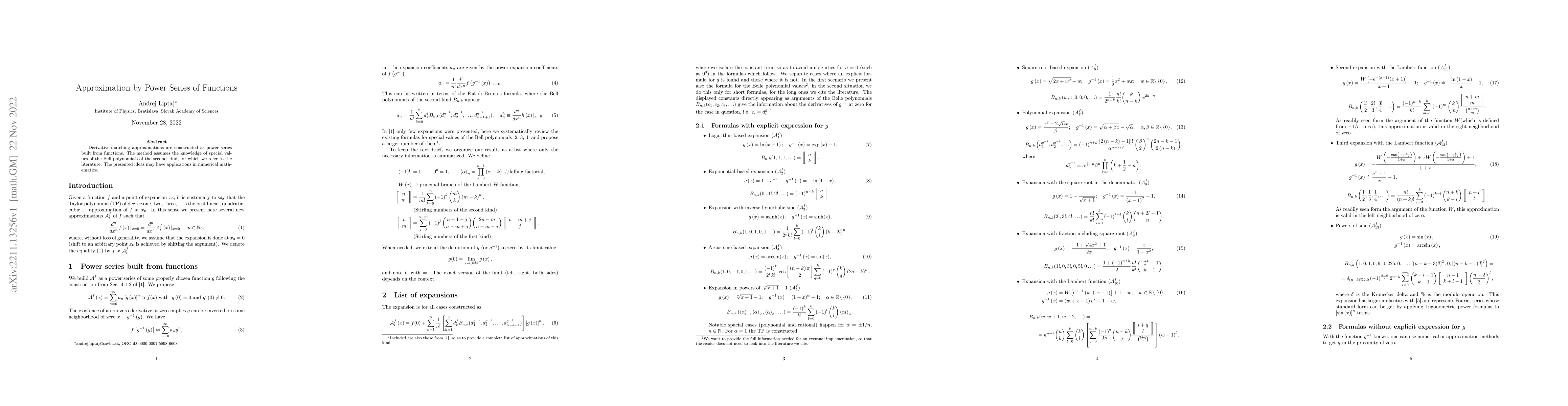 Thumbnail for Approximation by Power Series of Functions