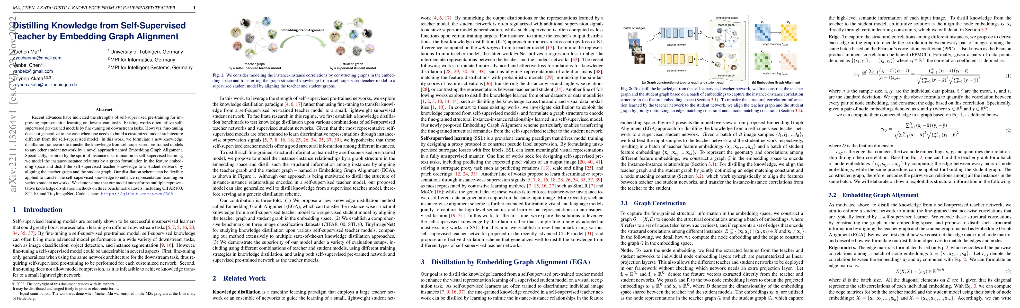 Thumbnail for Distilling Knowledge from Self-Supervised Teacher by Embedding Graph
  Alignment