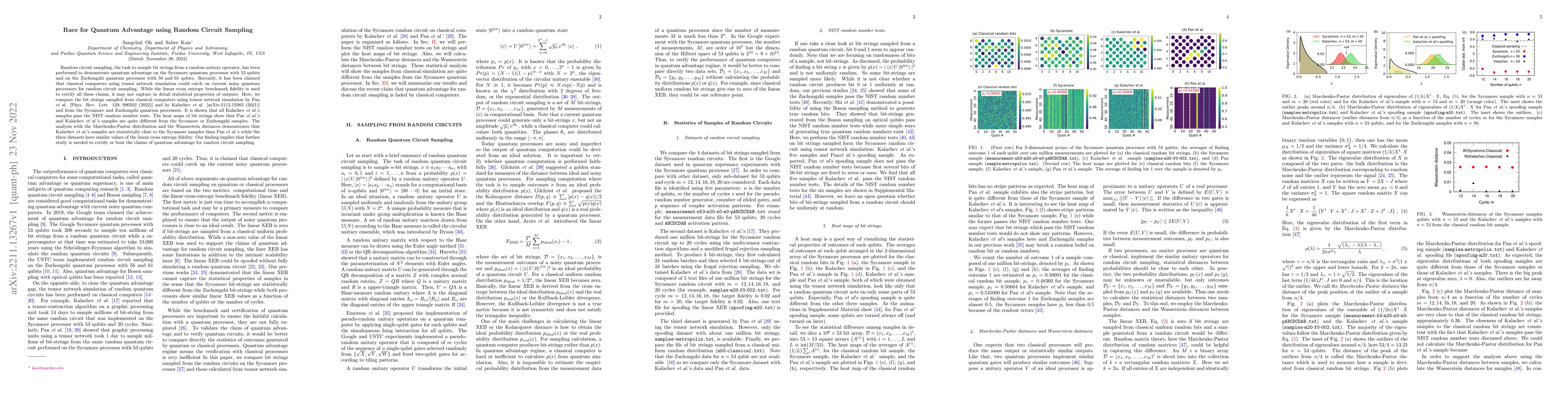 Thumbnail for Race for Quantum Advantage using Random Circuit Sampling