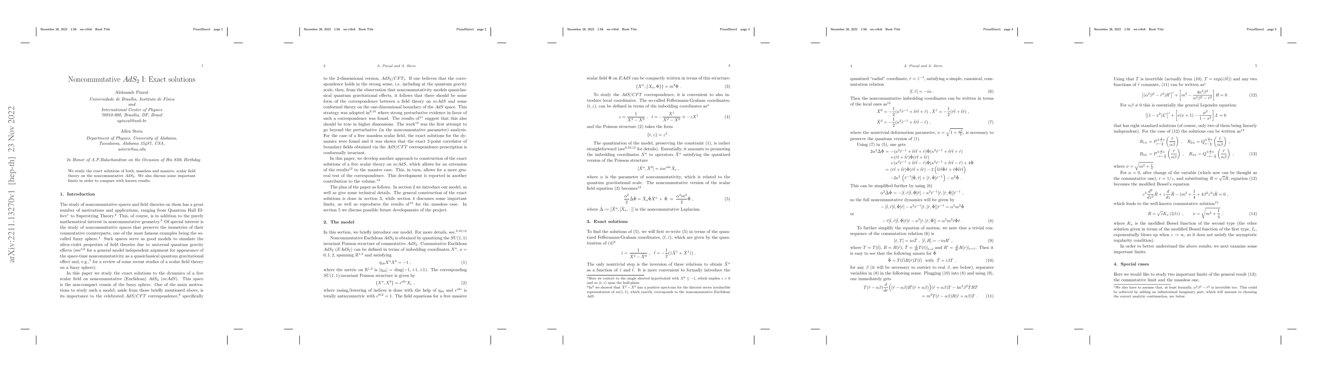 Thumbnail for Noncommutative $AdS_2$ I: Exact solutions