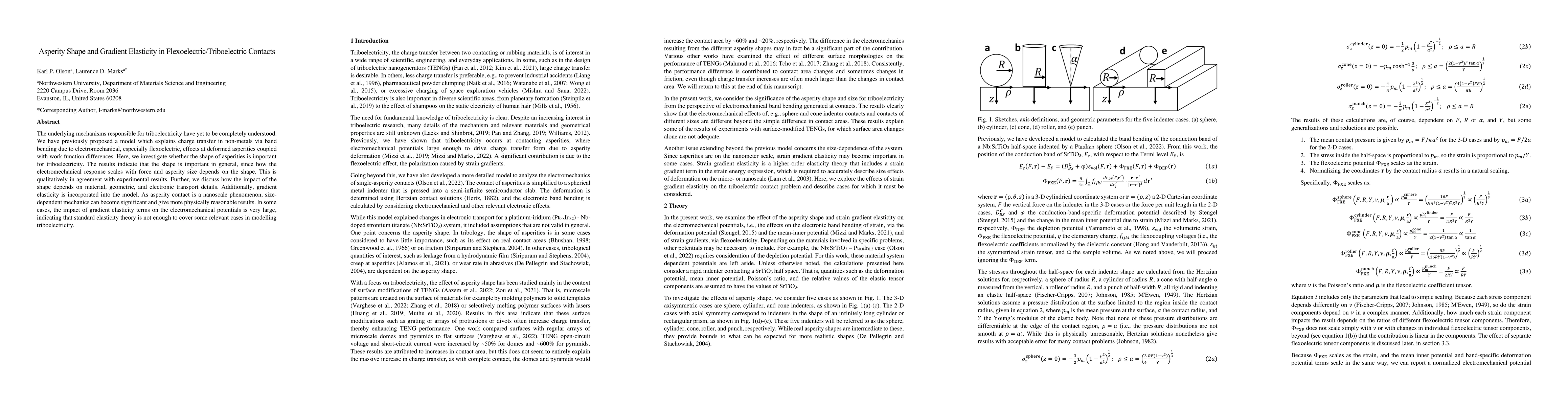 Thumbnail for Asperity Shape and Gradient Elasticity in Flexoelectric/Triboelectric
  Contacts