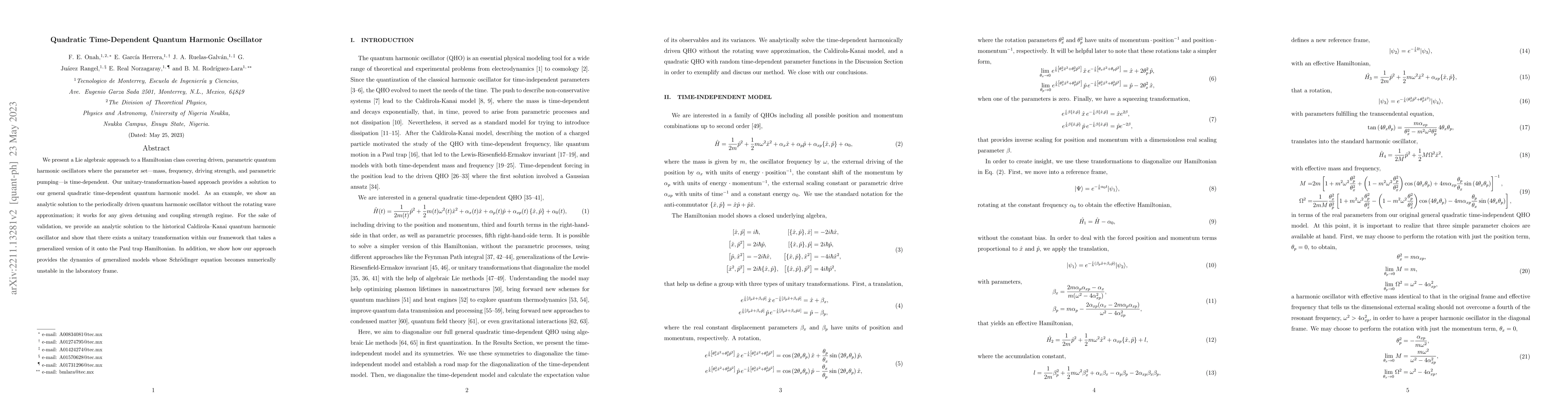 Thumbnail for Quadratic Time-dependent Quantum Harmonic Oscillator