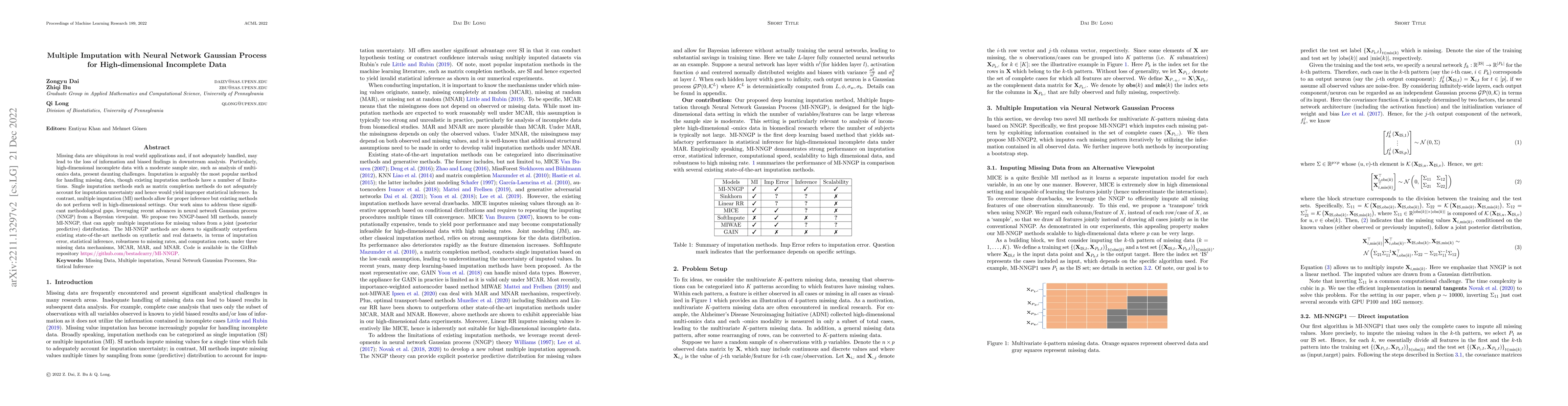 Thumbnail for Multiple Imputation with Neural Network Gaussian Process for
  High-dimensional Incomplete Data